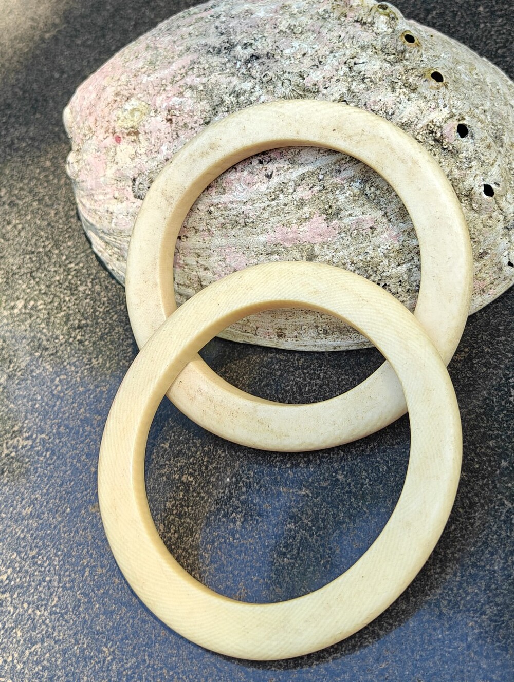 Old Art Deco Pre-Ban Domed Bangle Bracelets Set Of 2
